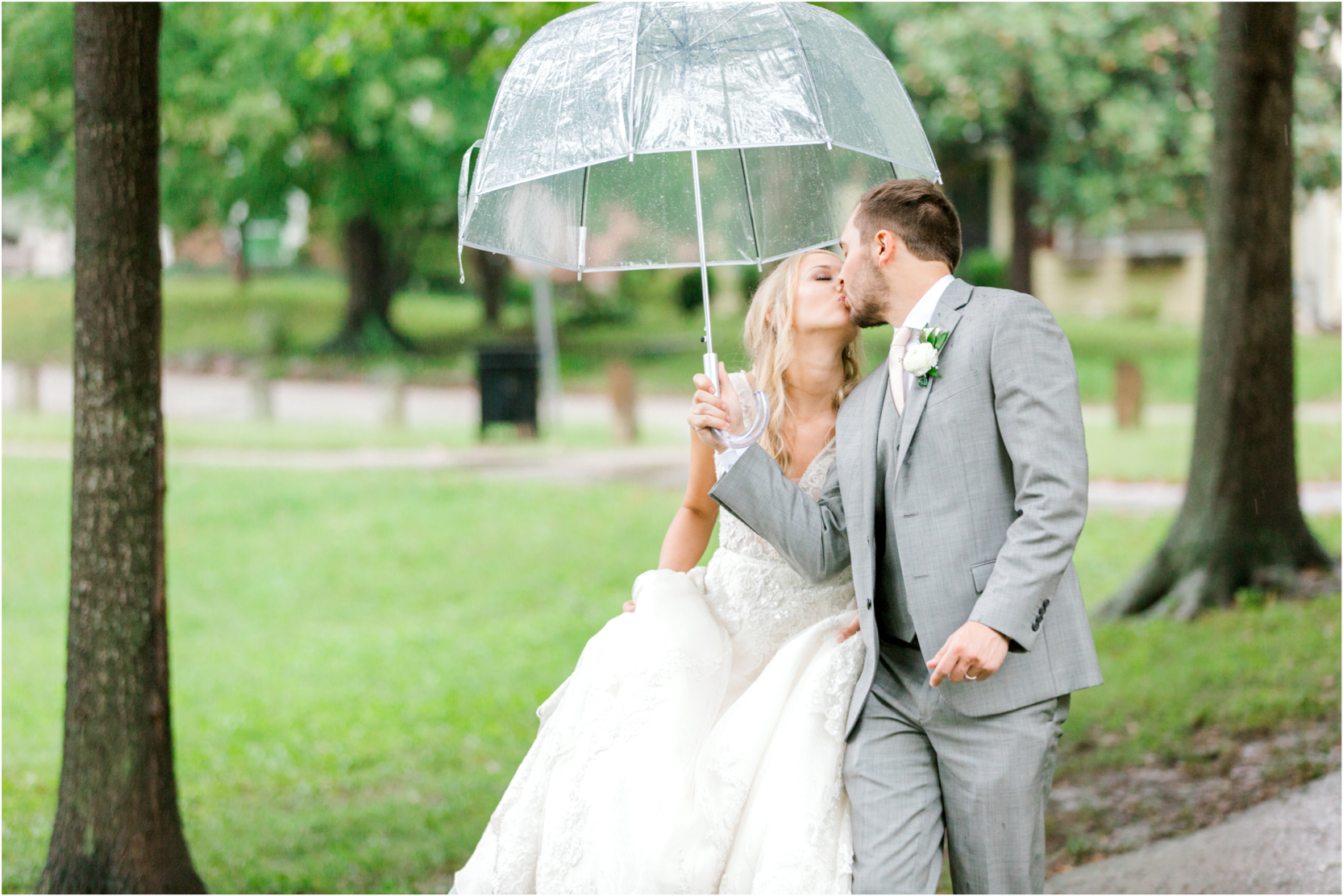Rainy Umbrella Bride and Groom Portraits Tyler Park Louisville Kentucky Uniquely His Photography Wedding
