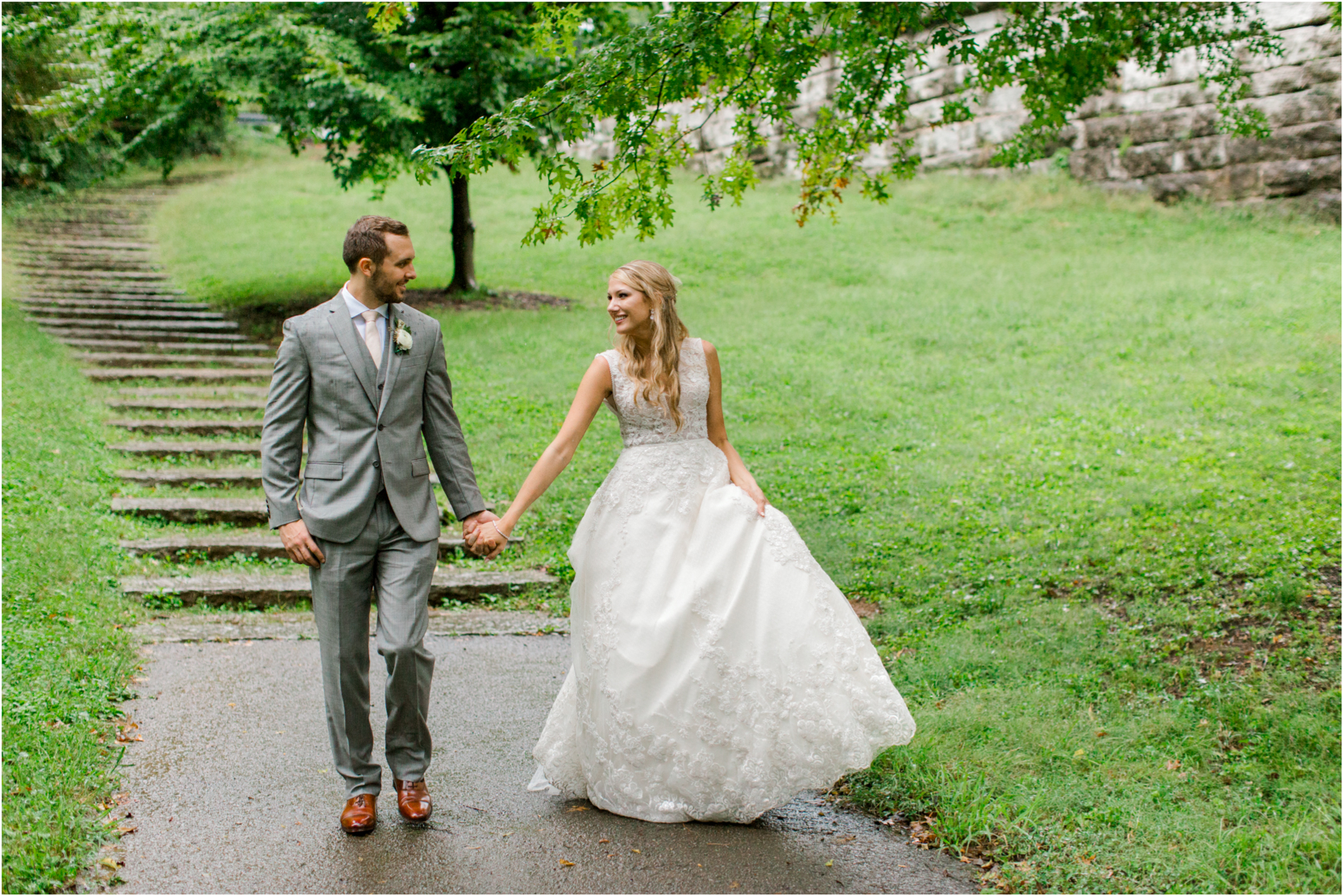 Rainy Umbrella Bride and Groom Portraits Tyler Park Louisville Kentucky Uniquely His Photography Wedding