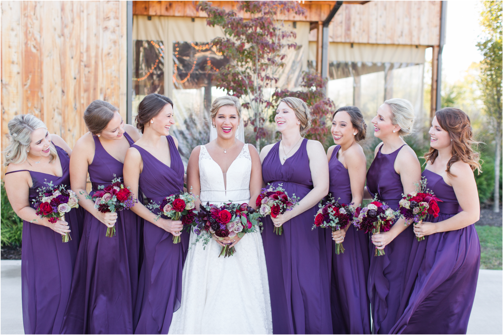 Tuckers Gap Wedding Party Portraits Fall Plum and Red Outdoor Wedding Photography