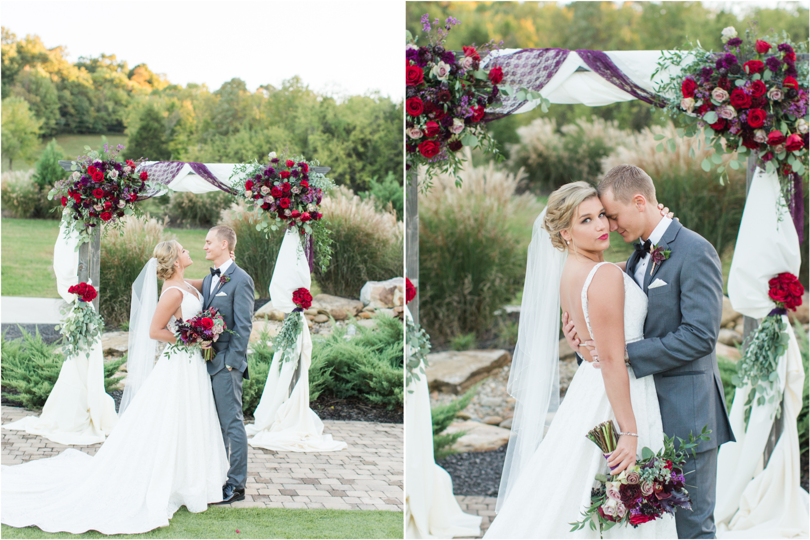 Tuckers Gap Bride and Groom Sunset Portraits Floral Arch Wedding Photography