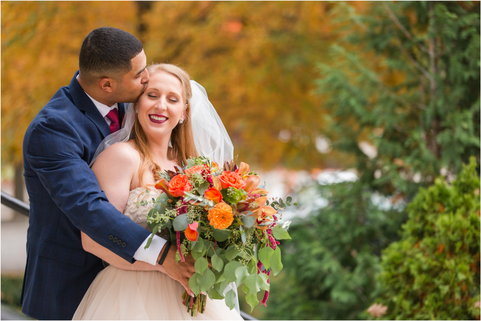 Olmsted Fall Bride and Groom Portraits Nanz and Craft Flowers Uniquely His Photography