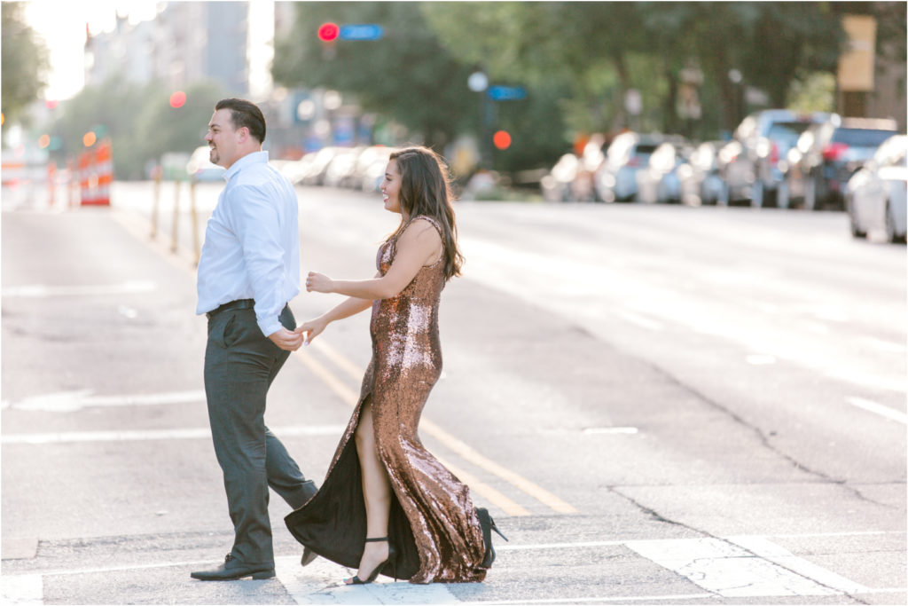 Downtown Louisville Street Sunset Engagement Session