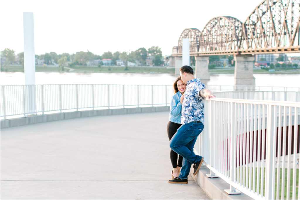 Louisville Waterfront Park Walking Bridge Couples Session