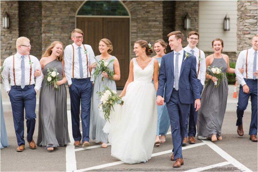 Blue Gray Large Bridal Party Southeast Christian Wedding