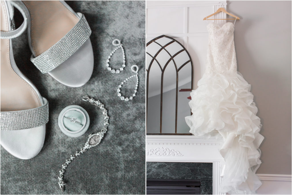 Wedding shoes jewelry and dress