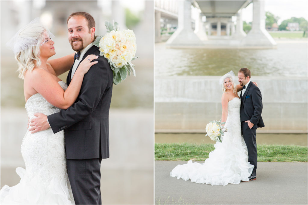 Bride and Groom Wedding Portraits Louisville Waterfront