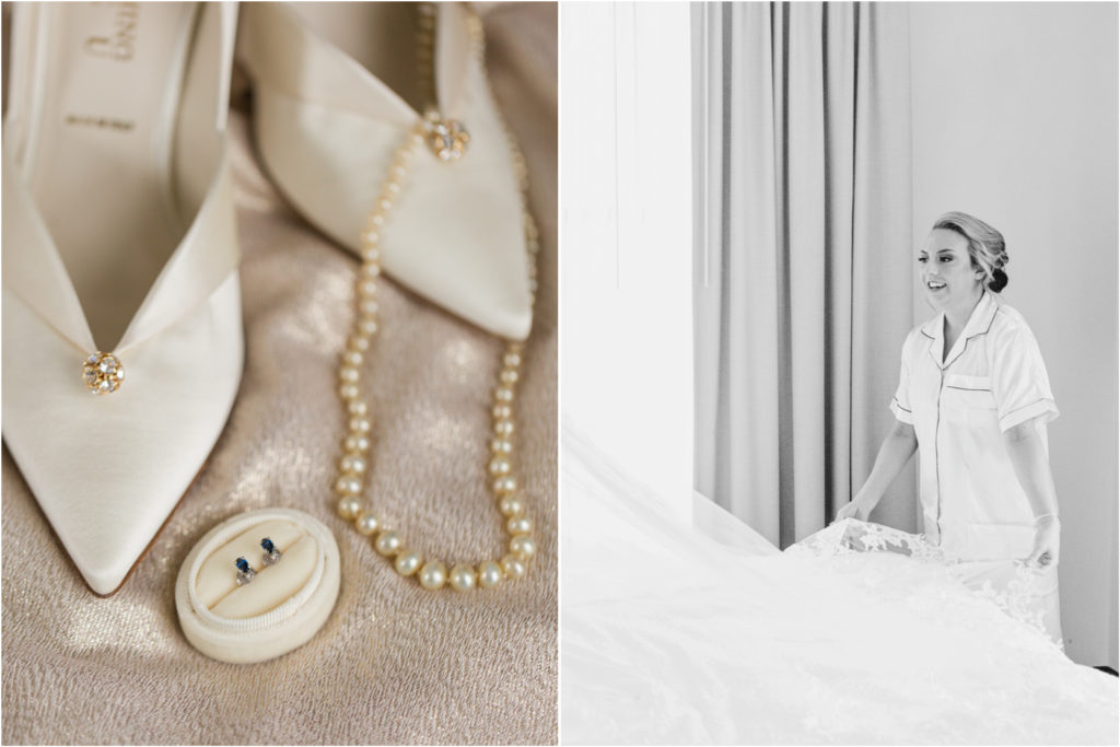 bride details pearls and wedding shoes columbus ohio