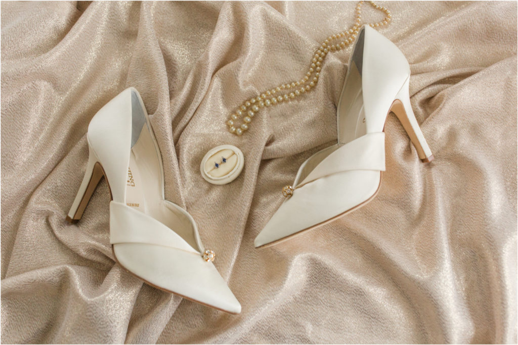 wedding day shoes and jewlery