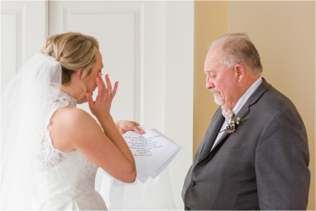 dad cries with daughter on wedding day first look