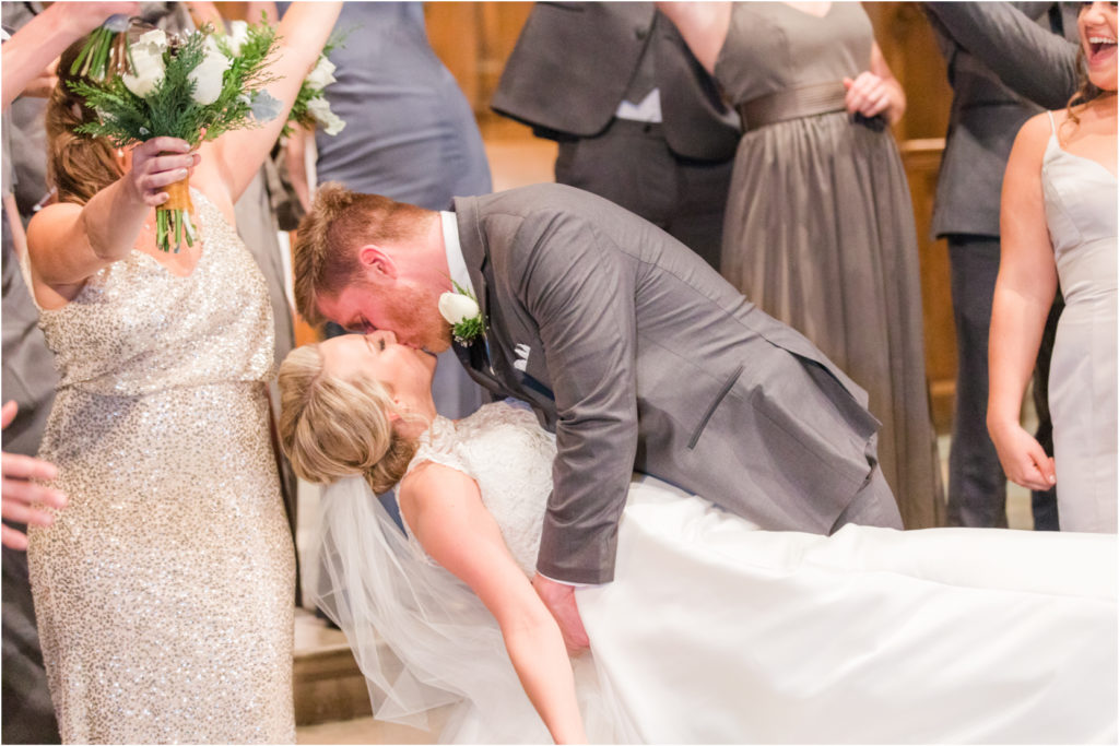 First Congregational Church New Year's Eve Wedding bride and groom portraits
