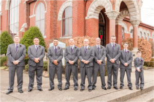 Groomsmen in gray suits St John United Presbyterian