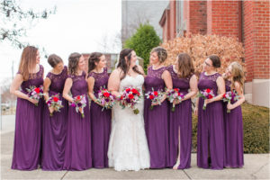 Bridesmaids purple dresses St John United Presbyterian