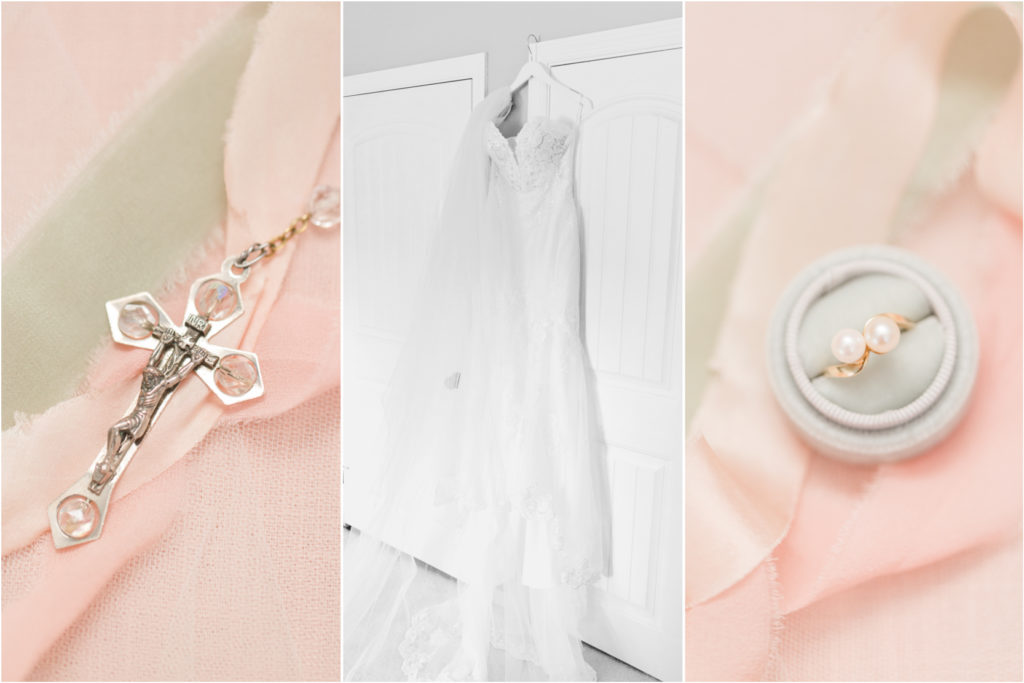 Blush and Sage Wedding Details Rosary Rings