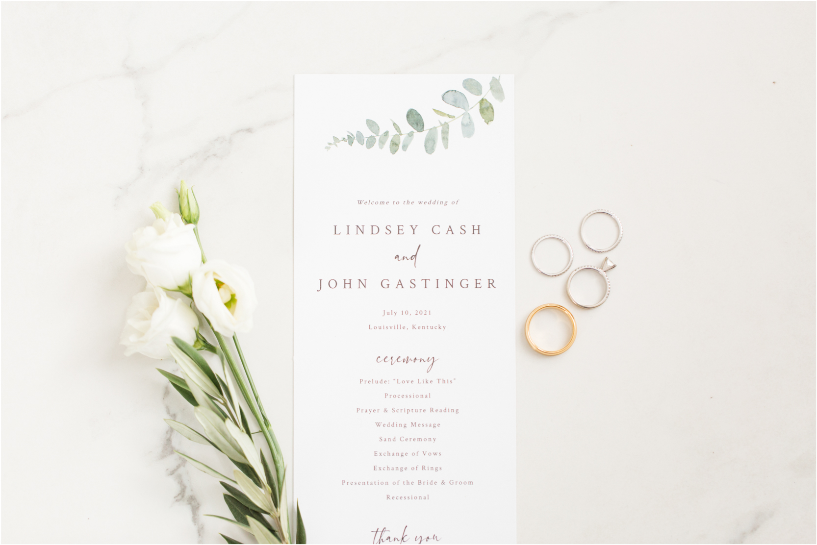 White Eucalyptus Wedding Invitation