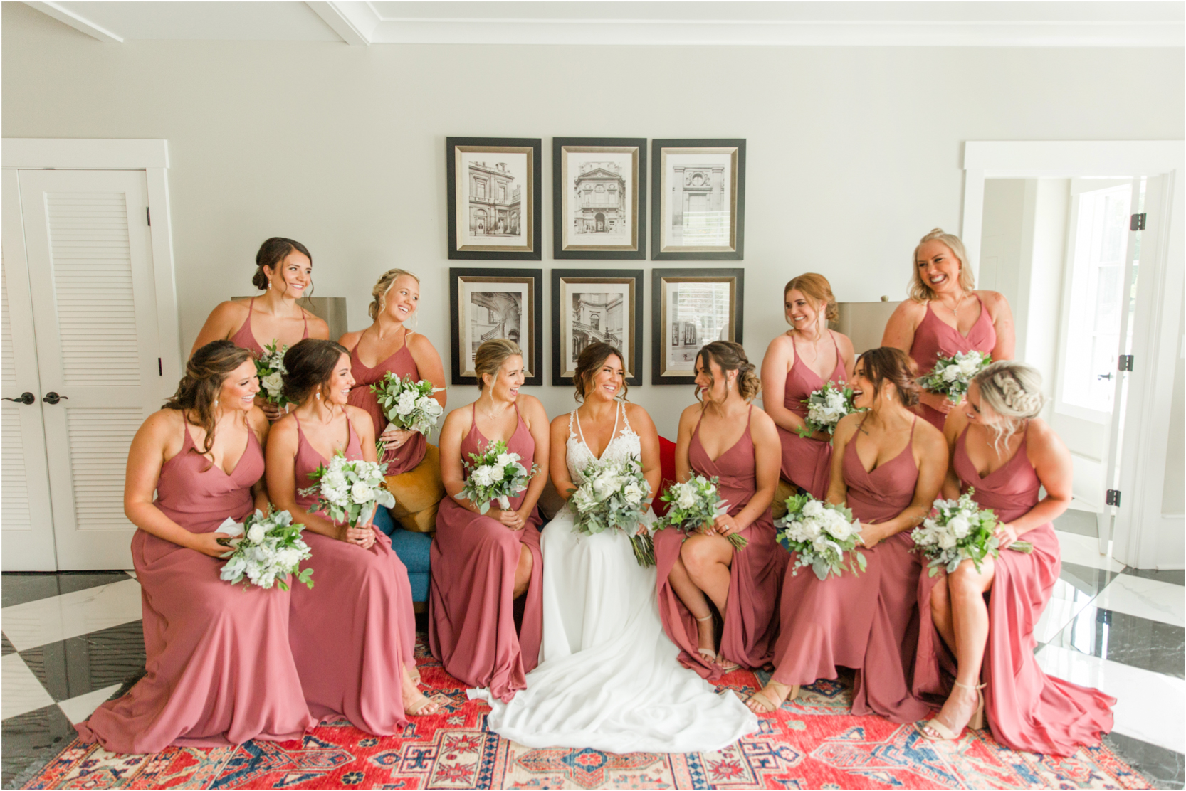 Louisville Wedding Venue Hazelnut Farm Louisville Photography Bridesmaids in Dusty Rose