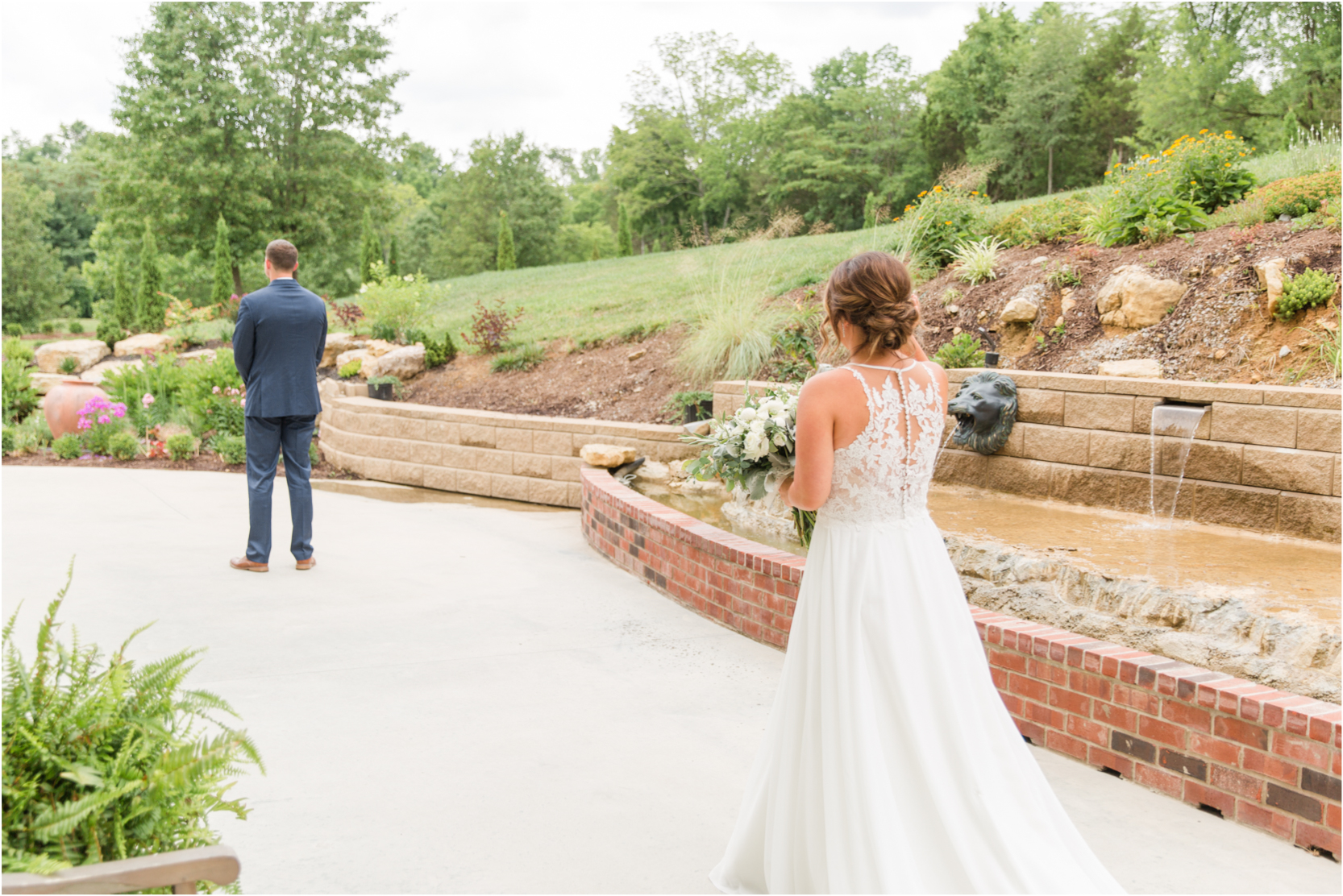 Outdoor First Look at Hazelnut Farm Louisville Wedding Venue Photographer