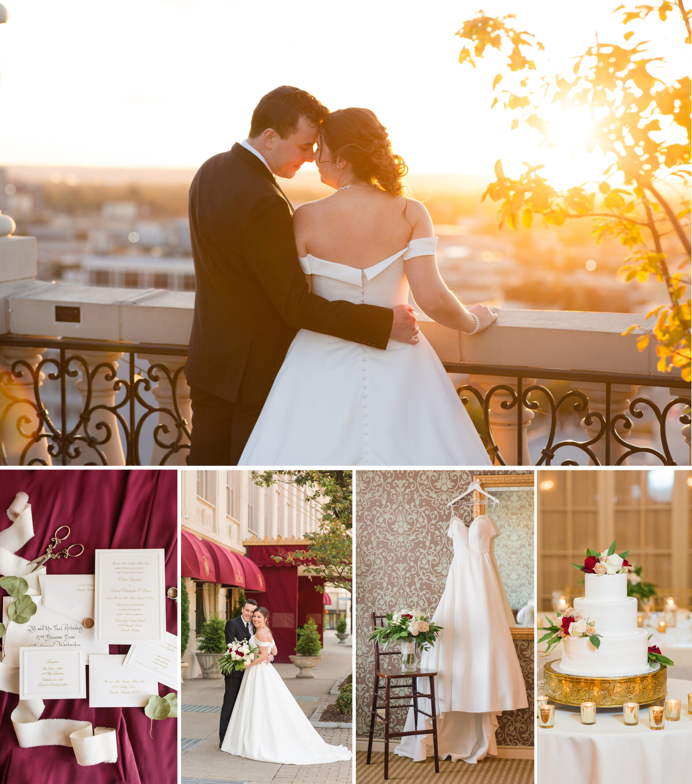 Sunset rooftop wedding at the Brown Hotel in Lousville Kentucky